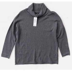 Eileen Fisher Nwt Cotton Cashmere L/S Turtle Neck Tunic Ash Gray Sweater XS